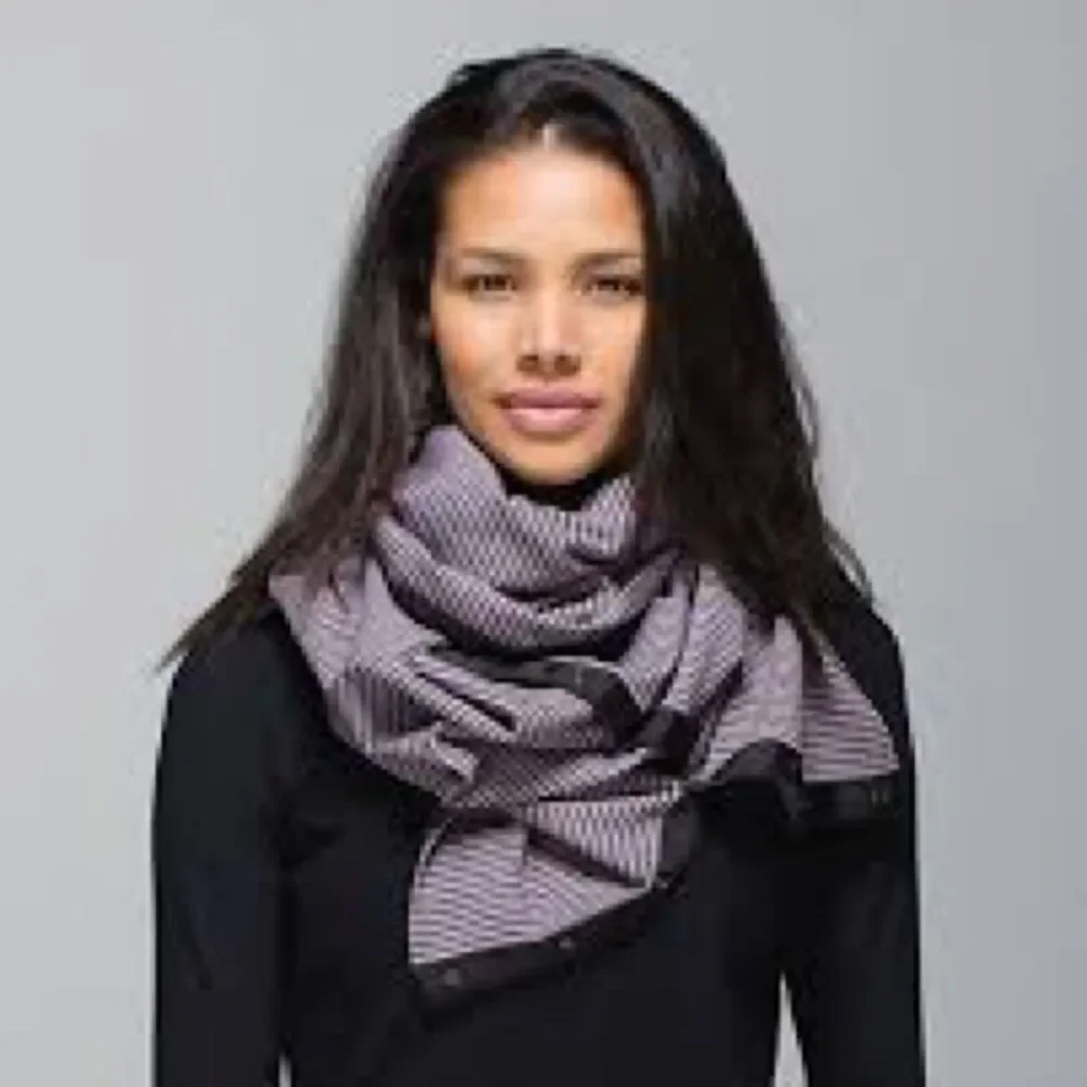 Lululemon Vinyasa Scarf *Rulu Hyper Stripe Mauvelous Heathered Black Gray